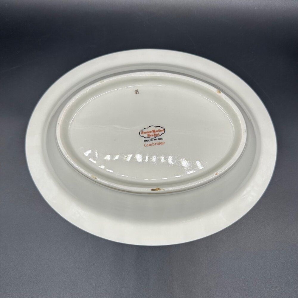 Vintage Oval Vegetable Serving Bowl Theodore Haviland Cambridge Crimson Tree 50s - Picture 3 of 9